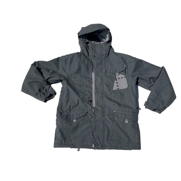 686 MEDIUM Men's Gray AAC Tiger Snowboard/Ski Jacket with Woven Detail